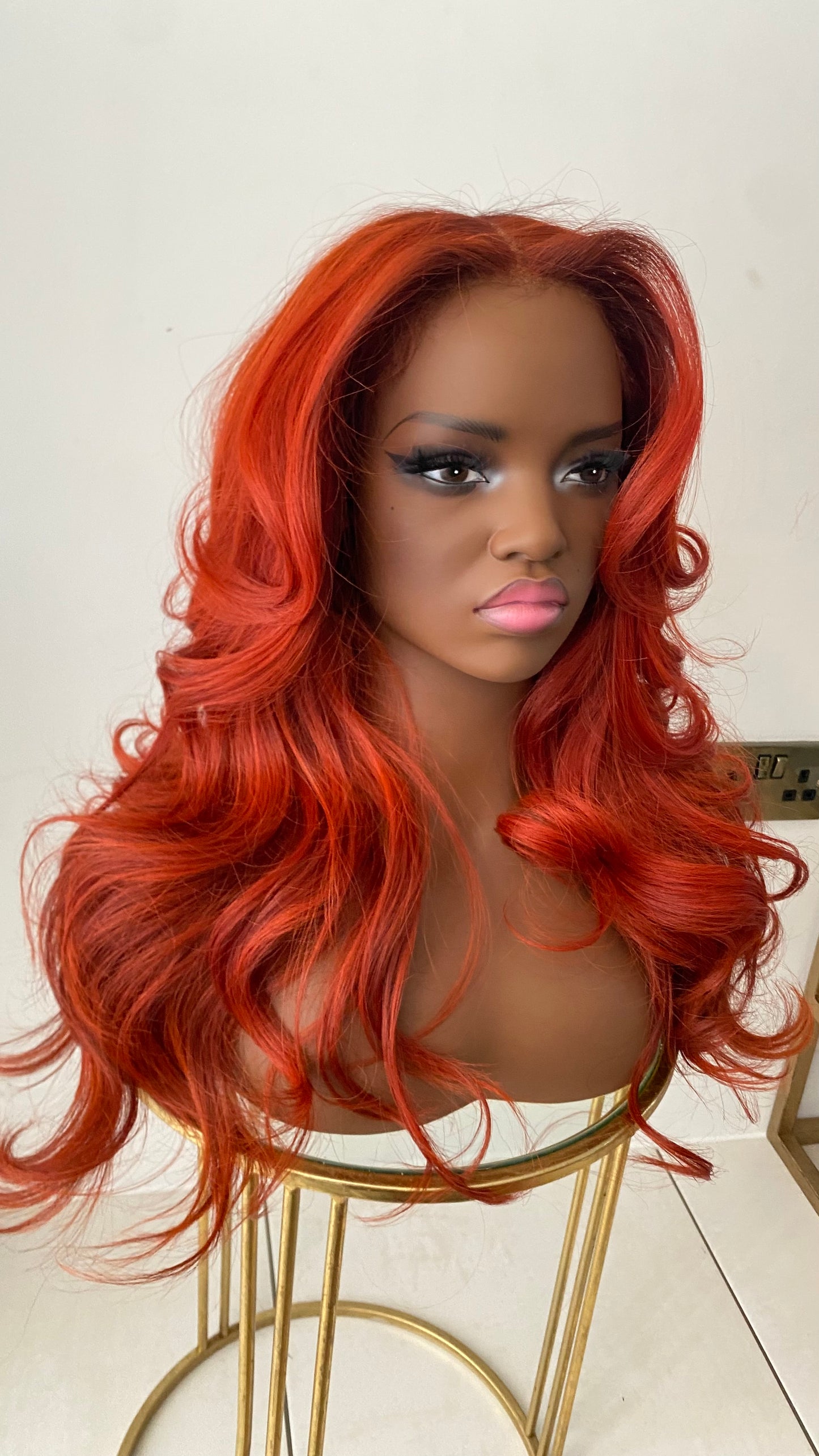 Custom colored Vivid Red Copper 6x6 HD closure Wig - 20inches